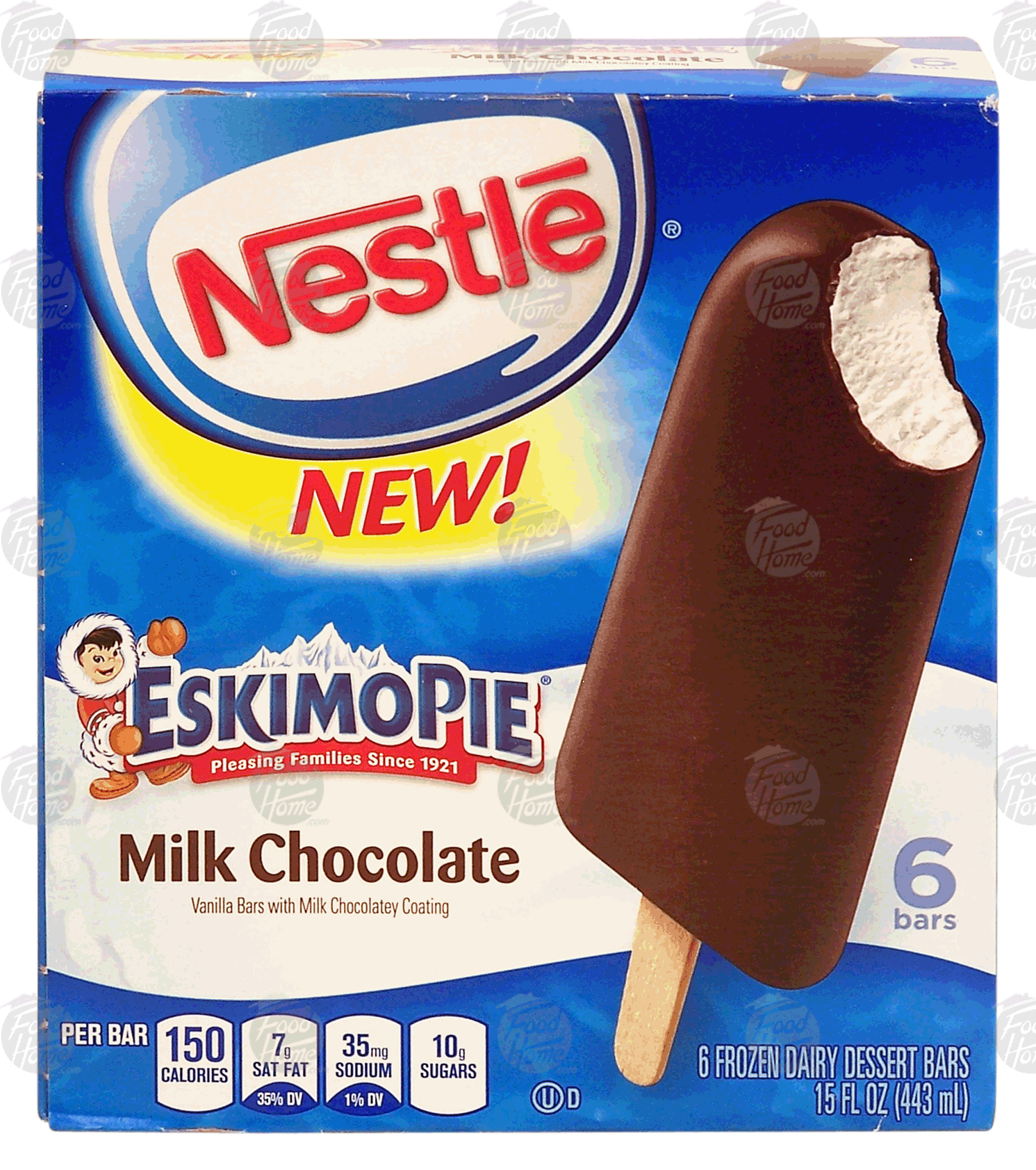 Nestle Eskimo Pie vanilla bars with milk chocolatey coating, 6 bars Full-Size Picture